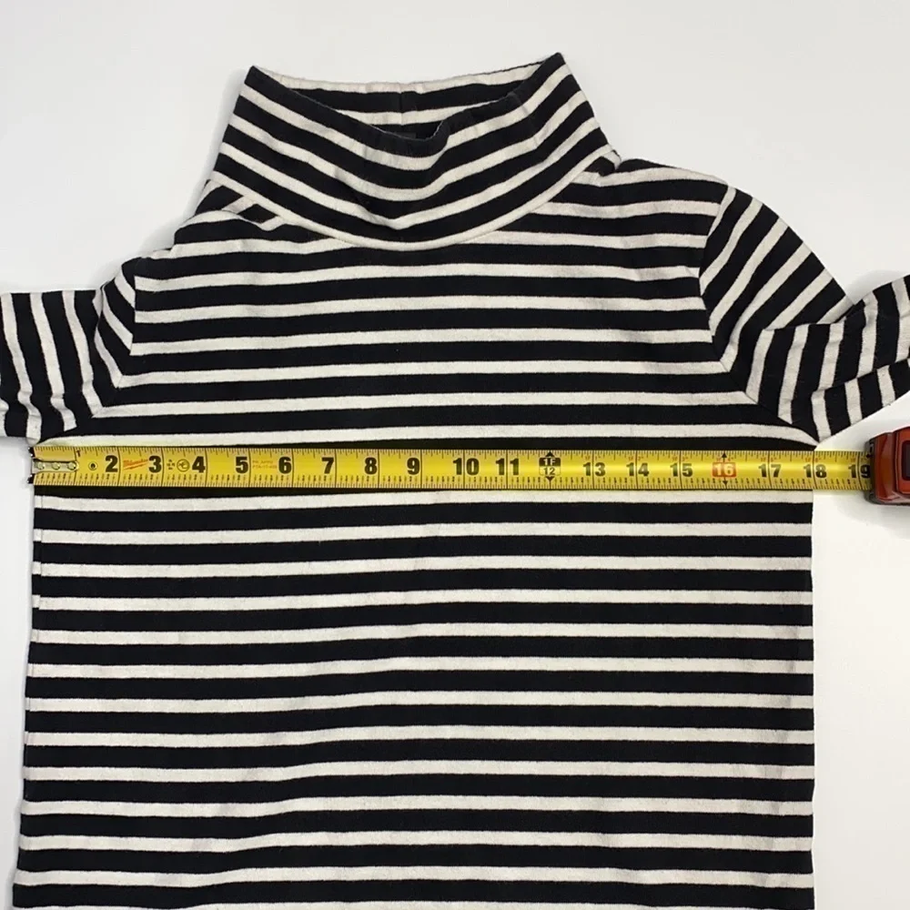 J Crew Black and White Sailor Funnel Neck Shirt XXS